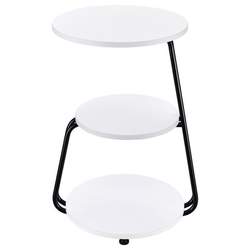 Hilly - 3-Tier Round Accent Side Table - White And Black - JaxCo Furniture
