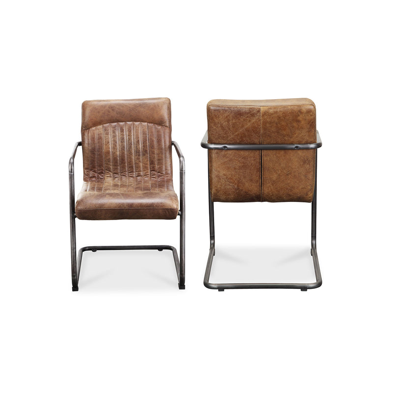 Ansel - Leather Arm Chair (Set of 2) - Grazed Brown - JaxCo Furniture
