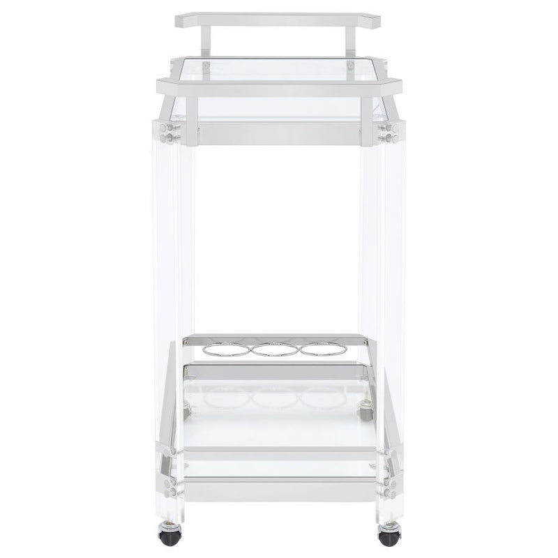 Jefferson - 2-Tier Glass Shelf Acrylic Bar Cart - Chrome - JaxCo Furniture