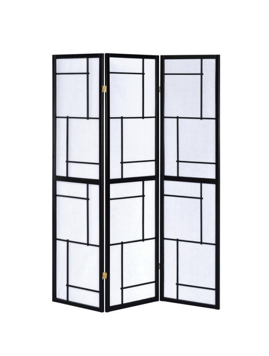 Damis - 3-Panel Room Divider Folding Shoji Screen - Black - JaxCo Furniture