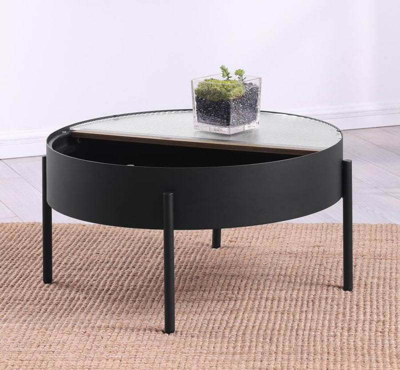 Ozella - Round Table With Hidden Storage Sandy - JaxCo Furniture