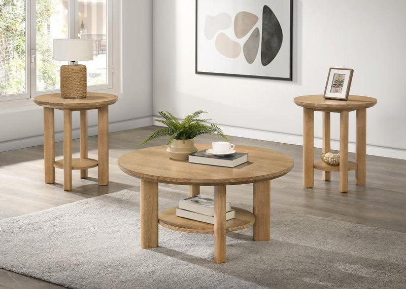Ottowa - Round Wood Coffee Table Set - JaxCo Furniture