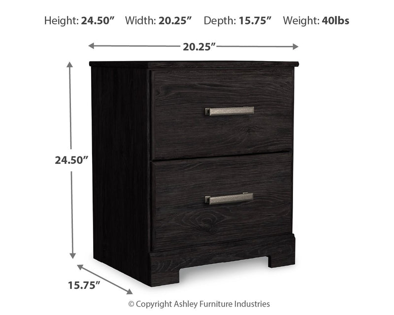 Belachime - Charcoal - Two Drawer Night Stand - JaxCo Furniture