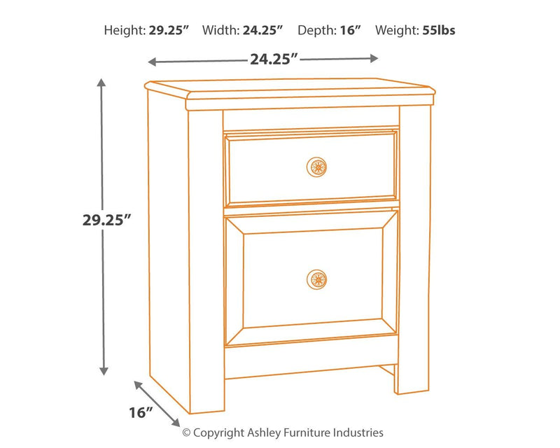 Paxberry - Whitewash - Two Drawer Night Stand - JaxCo Furniture