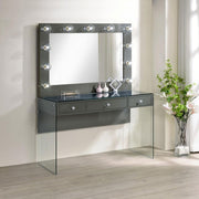 Afshan - 3-Drawer Vanity Set With Lighting - Gray High Gloss - JaxCo Furniture