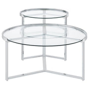 Delia - 2 Piece Round Glass Top Nesting Coffee Table - JaxCo Furniture
