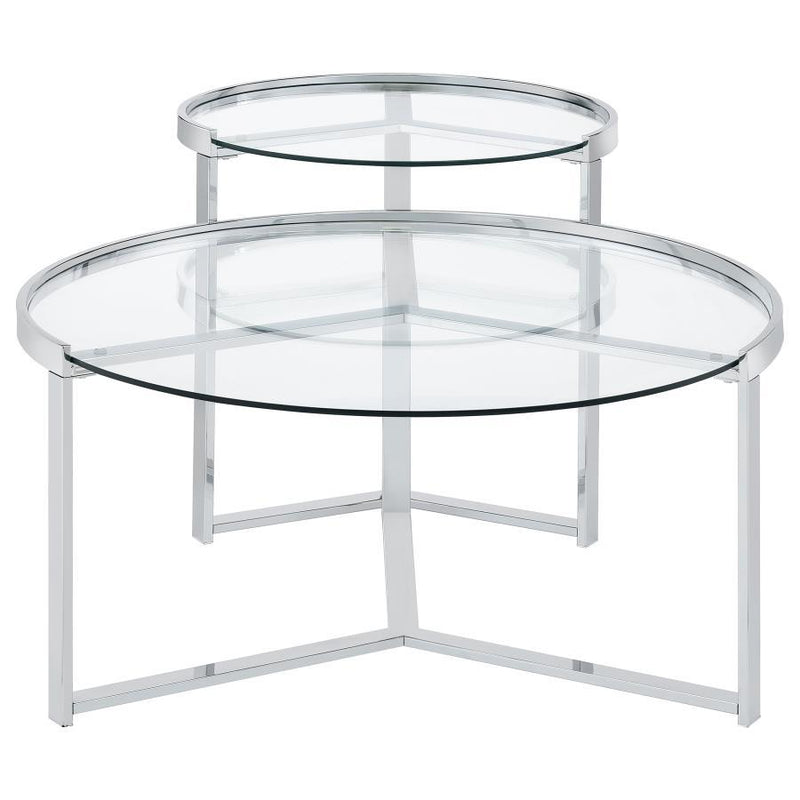 Delia - 2 Piece Round Glass Top Nesting Coffee Table - JaxCo Furniture