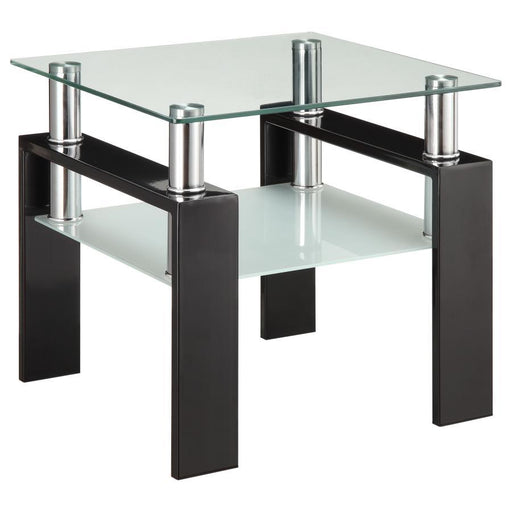 Dyer - 1-Shelf Square Glass Top Side End Table - Black - JaxCo Furniture