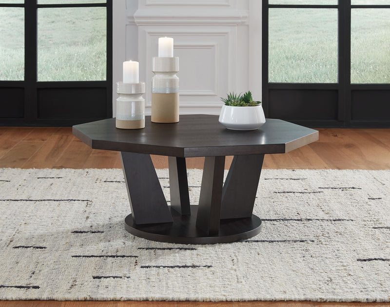 Chasinfield - Dark Brown - Octagon Coffee Table - JaxCo Furniture