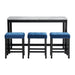 Marco - Bar Table Set Single Pack - White Top (Table + 3 Stool - Blue Velvet) - JaxCo Furniture