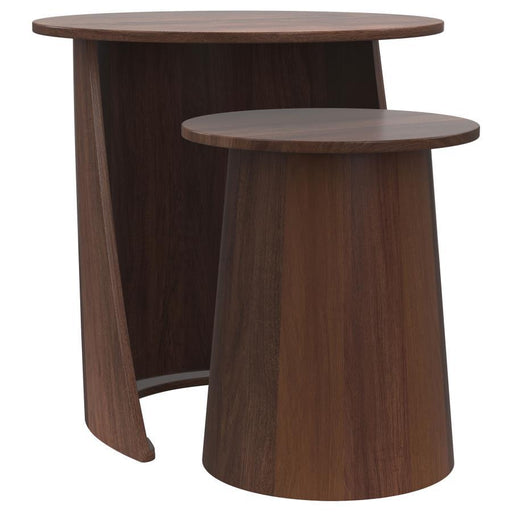 Yency - 2 Piece Round - Mango Wood Nesting Table Set - Dark Brown - JaxCo Furniture
