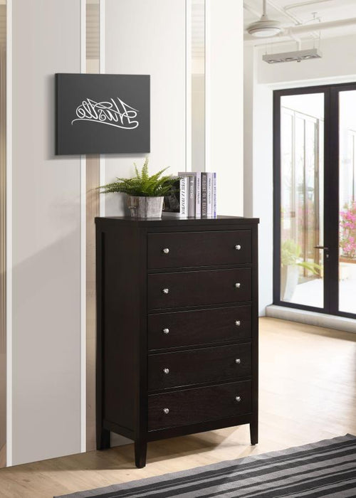 Carlton - 5-Drawer Bedroom Chest - Cappuccino - JaxCo Furniture