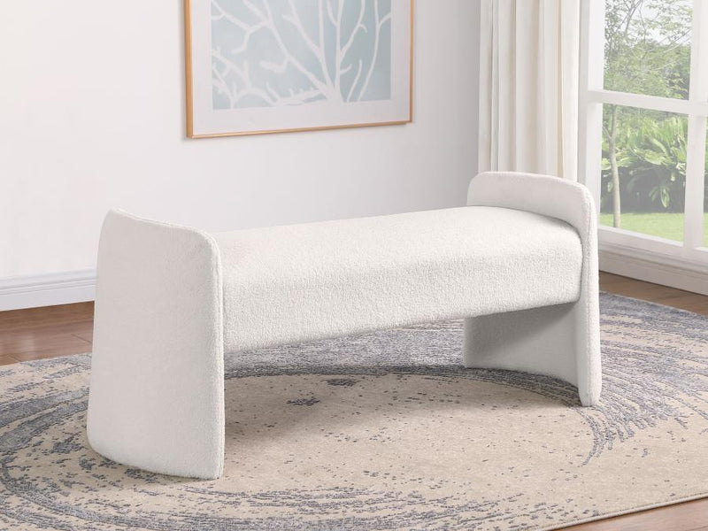 Peoria - Velvet Upholstered Accent Bench - Ivory - JaxCo Furniture