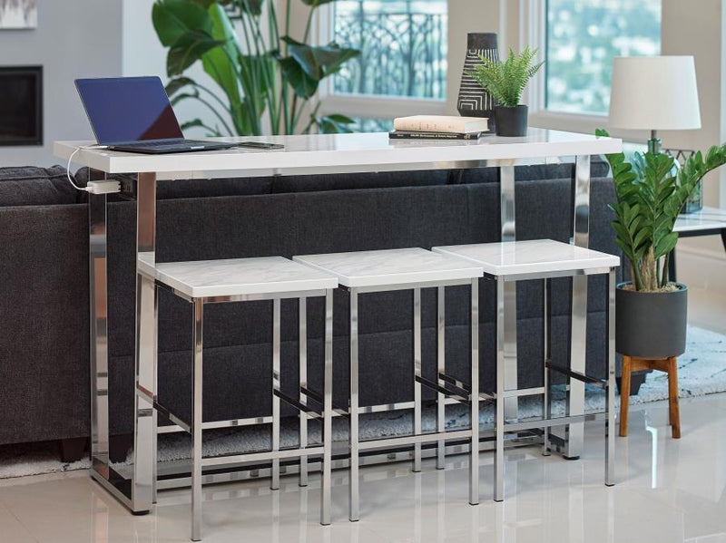 Marmot - 4 Piece Rectangular Counter Height Table Set - Chrome - JaxCo Furniture