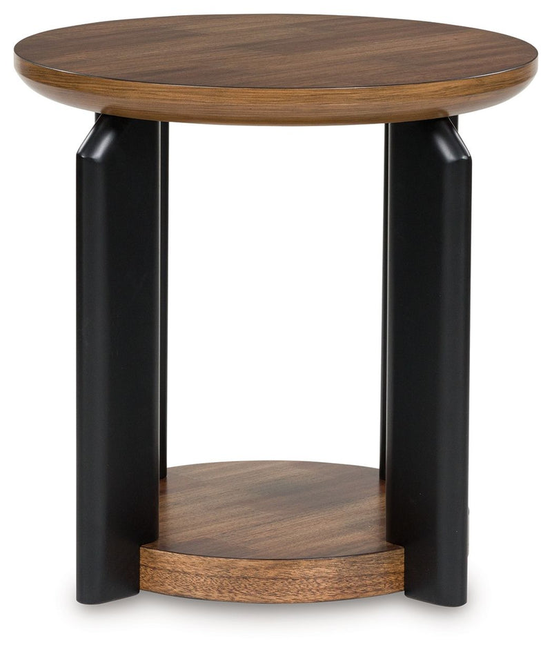 Kraeburn - Brown / Black - Round End Table - JaxCo Furniture