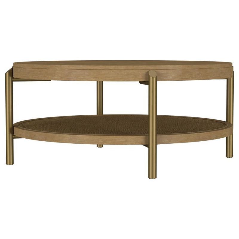Arini - Round Coffee Table With Storage Shelf - JaxCo Furniture