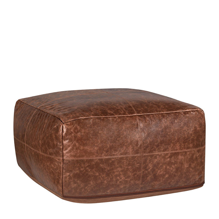 Poufs - Leather Kona Pouf - Brown - JaxCo Furniture