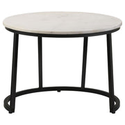 Miguel - Round Marble Top Coffee Table - White And Black - JaxCo Furniture