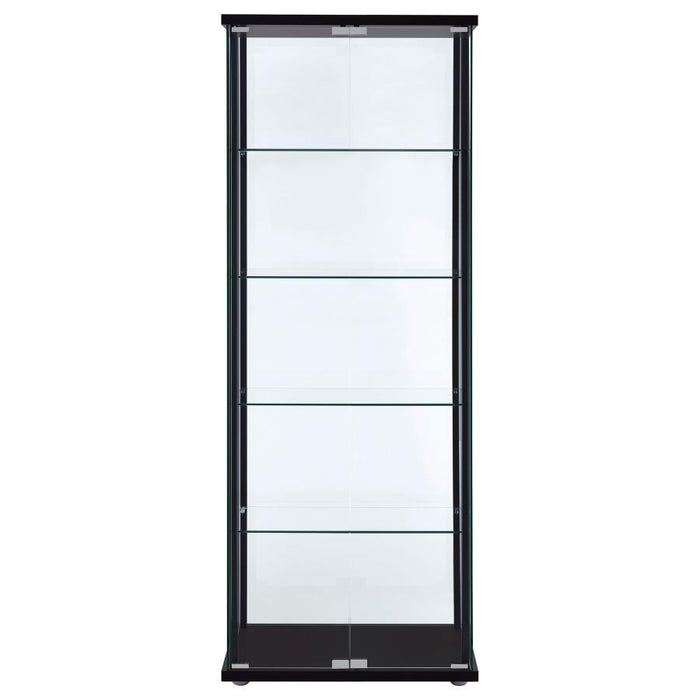 Delphinium - 5-Shelf Clear Glass Curio Display Cabinet - Black - JaxCo Furniture