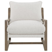 Geneva - Boucle Upholstered Wood Arm Accent Chair - Sand - JaxCo Furniture
