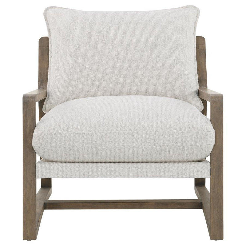 Geneva - Boucle Upholstered Wood Arm Accent Chair - Sand - JaxCo Furniture