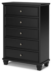 Lanolee - Black - Five Drawer Chest - JaxCo Furniture