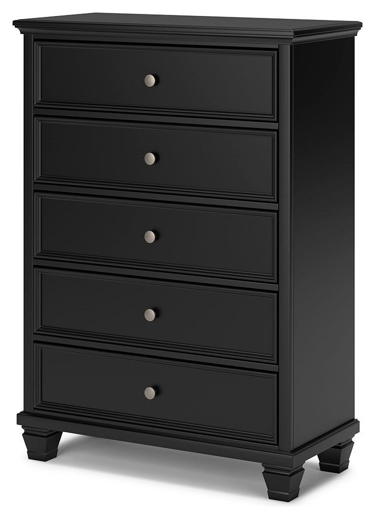 Lanolee - Black - Five Drawer Chest - JaxCo Furniture