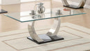 Pruitt - Rectangular Glass Top Metal Coffee Table - Satin - JaxCo Furniture