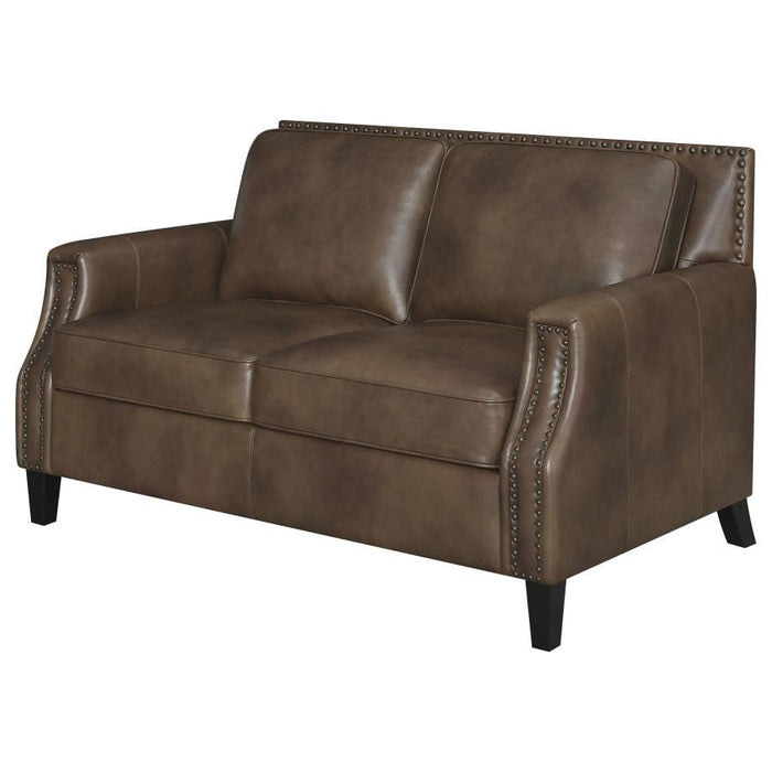 Leaton - Upholstered Recessed Arm Loveseat - Brown Sugar - JaxCo Furniture