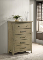 Hazlewood - 5-Drawer Bedroom Chest Of Drawers - Vineyard Oak - JaxCo Furniture