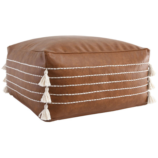 Poufs - Ezekiel Vegan Leather Pouf - Brown - JaxCo Furniture