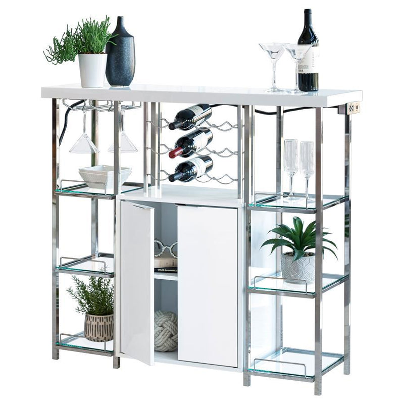 Gallimore - 2 Door Bar Cabinet Wine Storage - White High Gloss - JaxCo Furniture