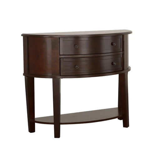 Diane - 2-Drawer Demilune Entryway Console Table - Cappuccino - JaxCo Furniture