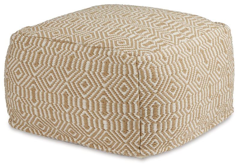 Adamont - Tan / Ivory - Pouf - JaxCo Furniture