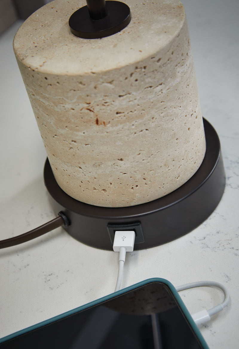 Vinmour - Brown / Beige - Metal Desk Lamp - JaxCo Furniture