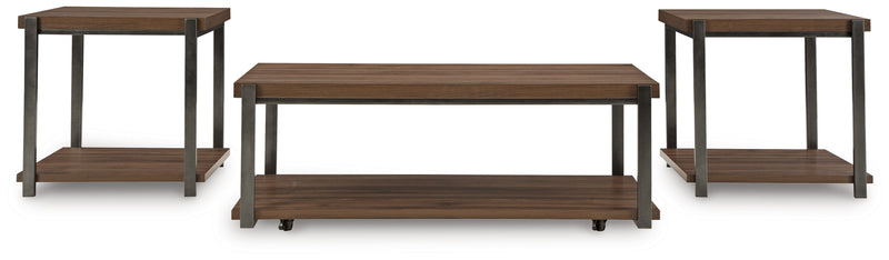 Trindwick - Brown / Gun Metal - Occasional Table Set (Set of 3) - JaxCo Furniture