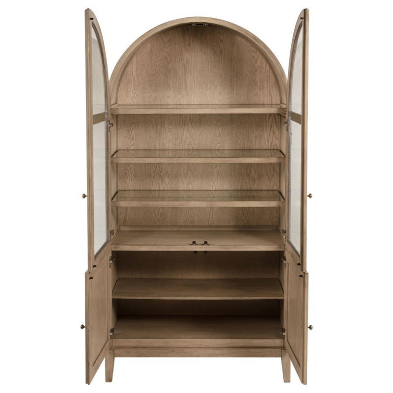 Kailani - 4-Door Cane Dining Vitrine Display Cabinet - Beige Oak - JaxCo Furniture