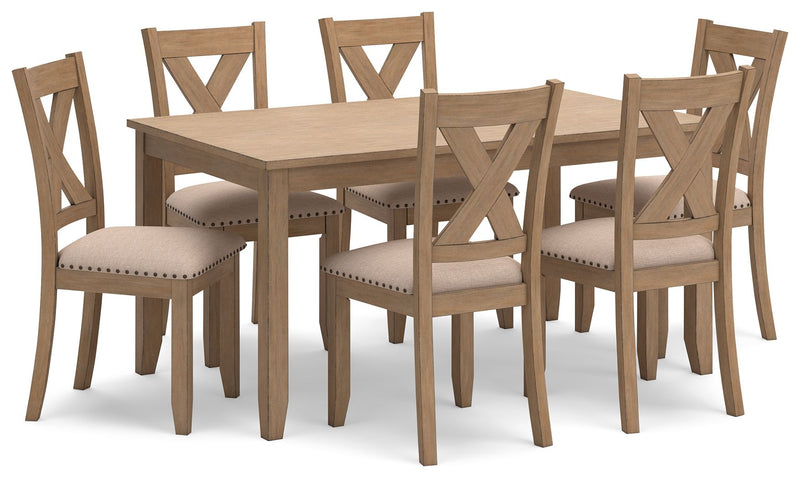 Sanbriar - Light Brown - RECT DRM Table Set (Set of 7) - JaxCo Furniture