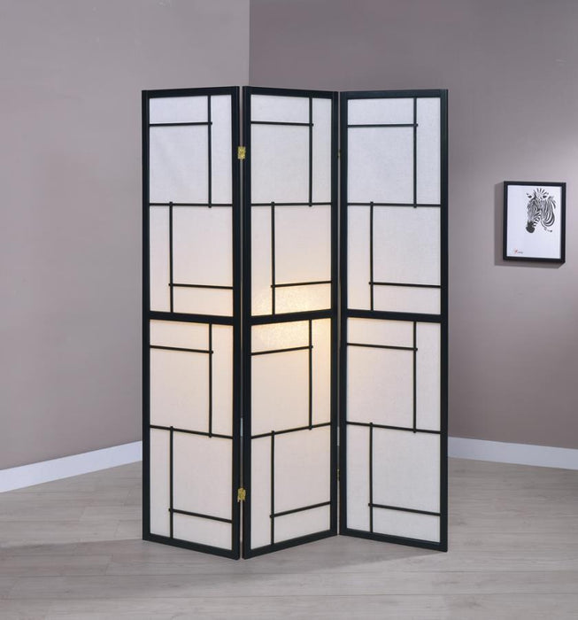 Damis - 3-Panel Room Divider Folding Shoji Screen - Black - JaxCo Furniture