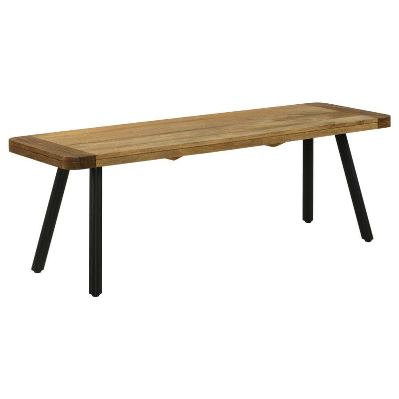 Maverick - Wood Dining Bench - Natural Mango And Black - JaxCo Furniture