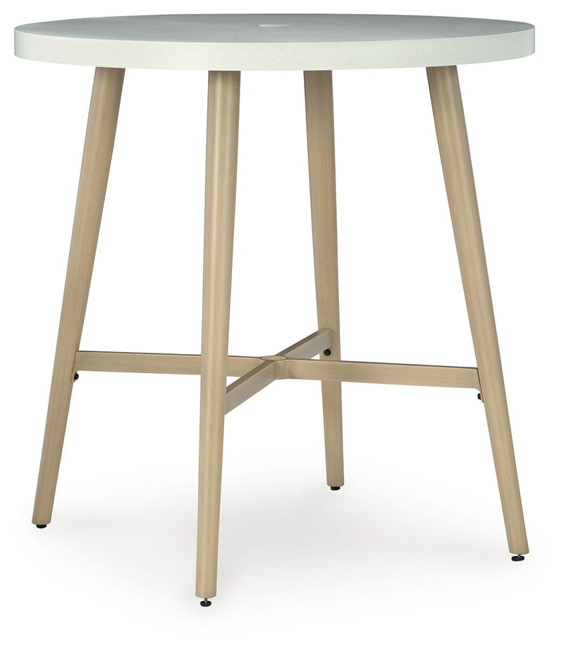 Seton Creek - Beige - Round Bar Table With Umbrella Option - JaxCo Furniture
