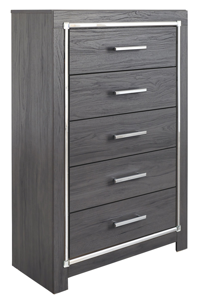 Lodanna - Gray - Five Drawer Chest - JaxCo Furniture