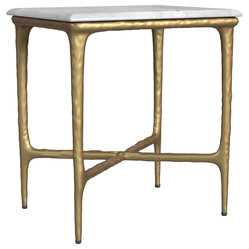 Baldwin - Rectangular Marble Top Side Table - White And Gold - JaxCo Furniture