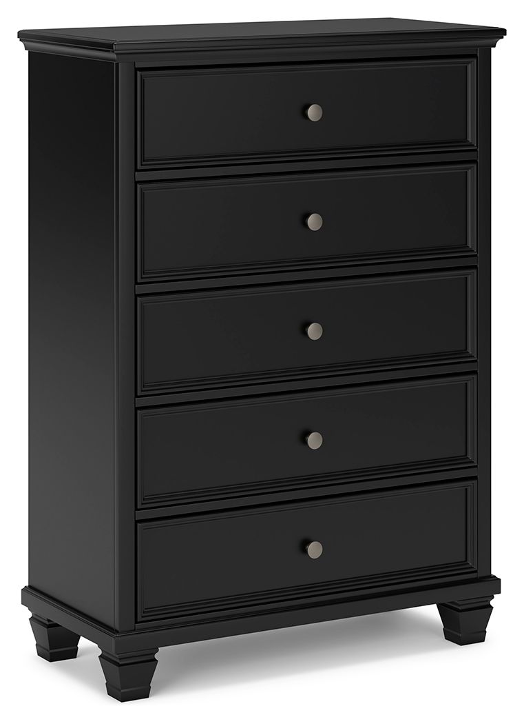 Lanolee - Black - Five Drawer Chest - JaxCo Furniture