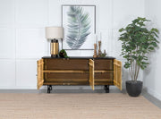 Aminah - 3 Door Wood Accent Cabinet - Natural And Black - JaxCo Furniture