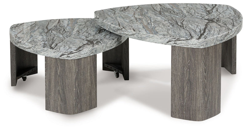 Surmour - Gray / Brown - Stacked Cocktail Table - JaxCo Furniture