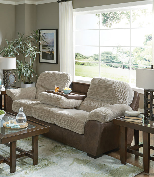 McMahon - Sofa With Drop Down Table - Bark - JaxCo Furniture