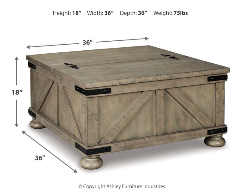 Aldwin - Gray - Cocktail Table With Storage - Square - JaxCo Furniture
