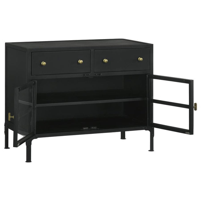 Sadler - 2-Drawer Metal Accent Storage Cabinet - Matte Black - JaxCo Furniture