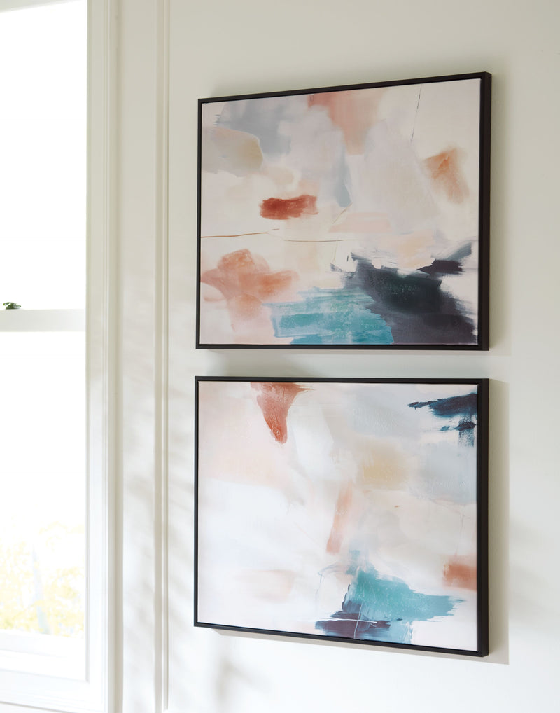 Caldish - Blue / White / Pink - Wall Art Set (Set of 2) - JaxCo Furniture